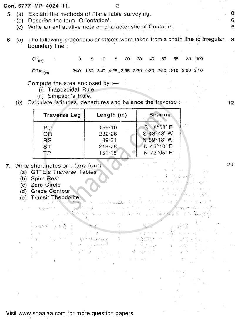 Surveying 1 2011-2012 - B.E. - Semester 3 (SE Second Year) - University of Mumbai question paper with PDF download