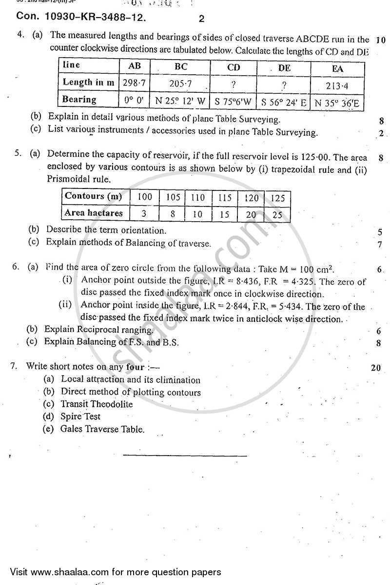 Surveying 1 2012-2013 - B.E. - Semester 3 (SE Second Year) - University of Mumbai question paper with PDF download