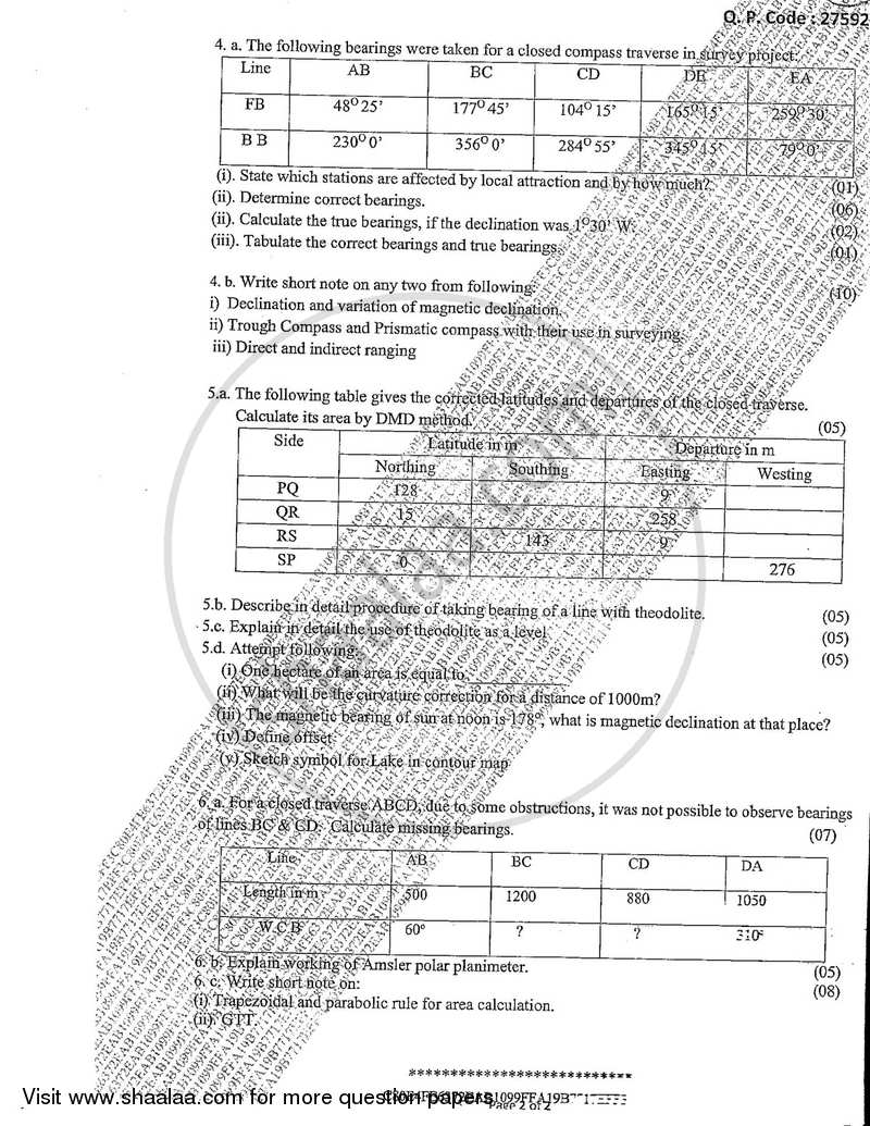 Surveying 1 2017-2018 - B.E. - Semester 3 (SE Second Year) - University of Mumbai question paper with PDF download