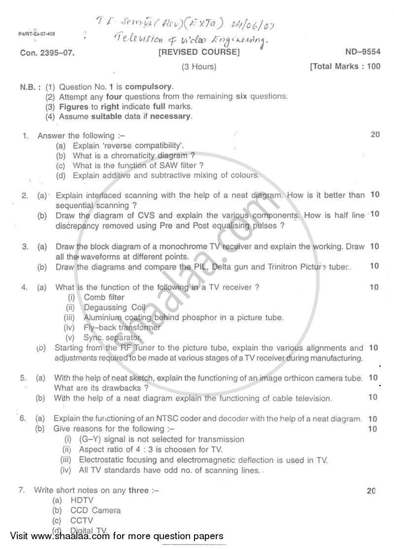 Television and Video Engineering 2006-2007 - B.E. - Semester 6 (TE Third Year) - University of Mumbai question paper with PDF download