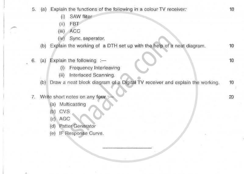 Television and Video Engineering 2010-2011 - B.E. - Semester 6 (TE Third Year) - University of Mumbai question paper with PDF download