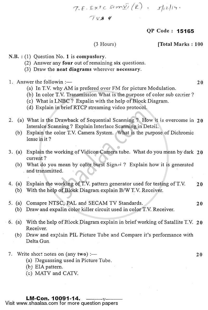 Television and Video Engineering 2014-2015 - B.E. - Semester 6 (TE Third Year) - University of Mumbai question paper with PDF download