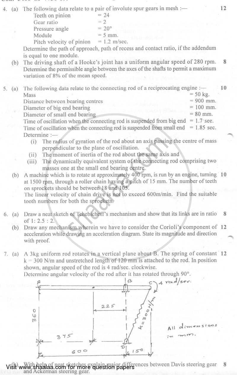 Theory of Machines 1 2009-2010 - B.E. - Semester 4 (SE Second Year) - University of Mumbai question paper with PDF download
