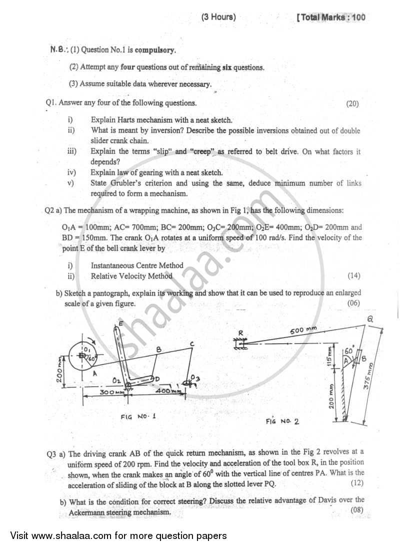 Theory of Machines 1 2010-2011 - B.E. - Semester 4 (SE Second Year) - University of Mumbai question paper with PDF download