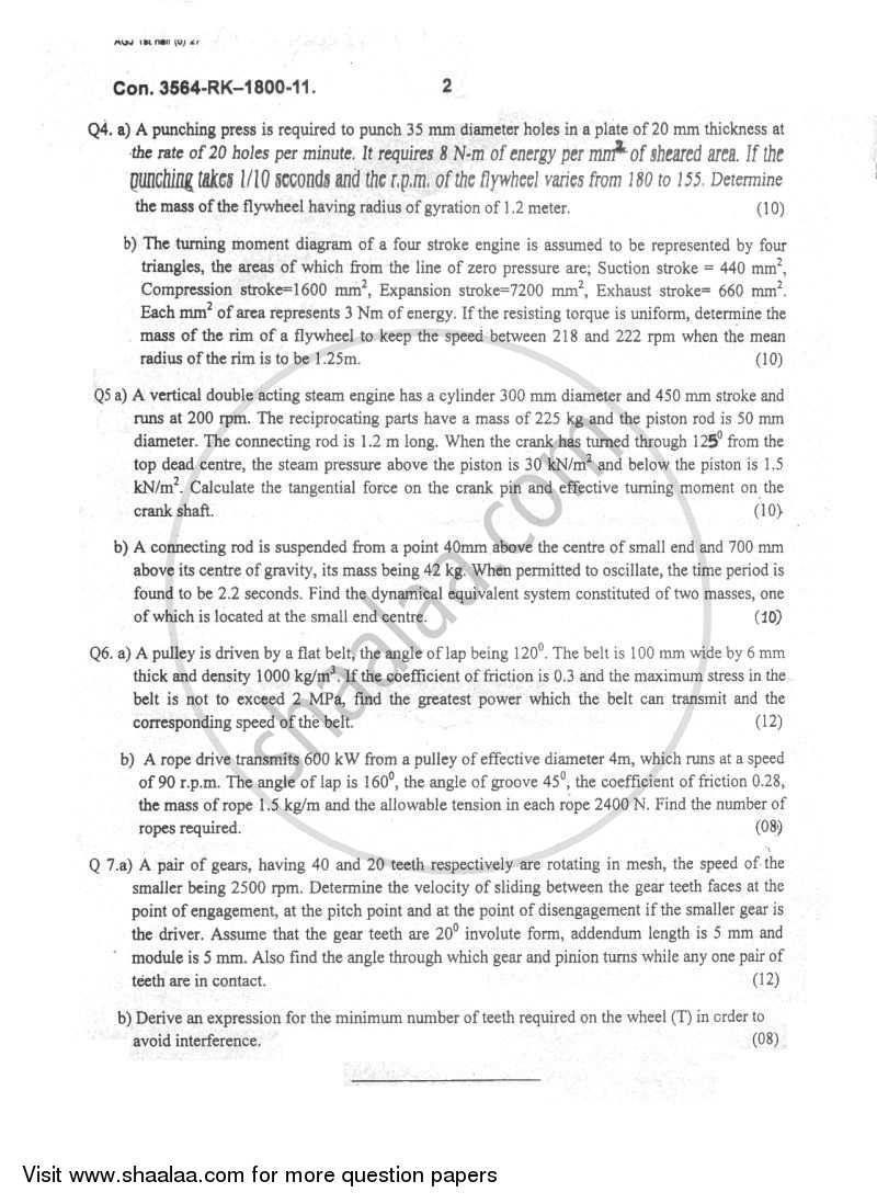 Theory of Machines 1 2010-2011 - B.E. - Semester 4 (SE Second Year) - University of Mumbai question paper with PDF download