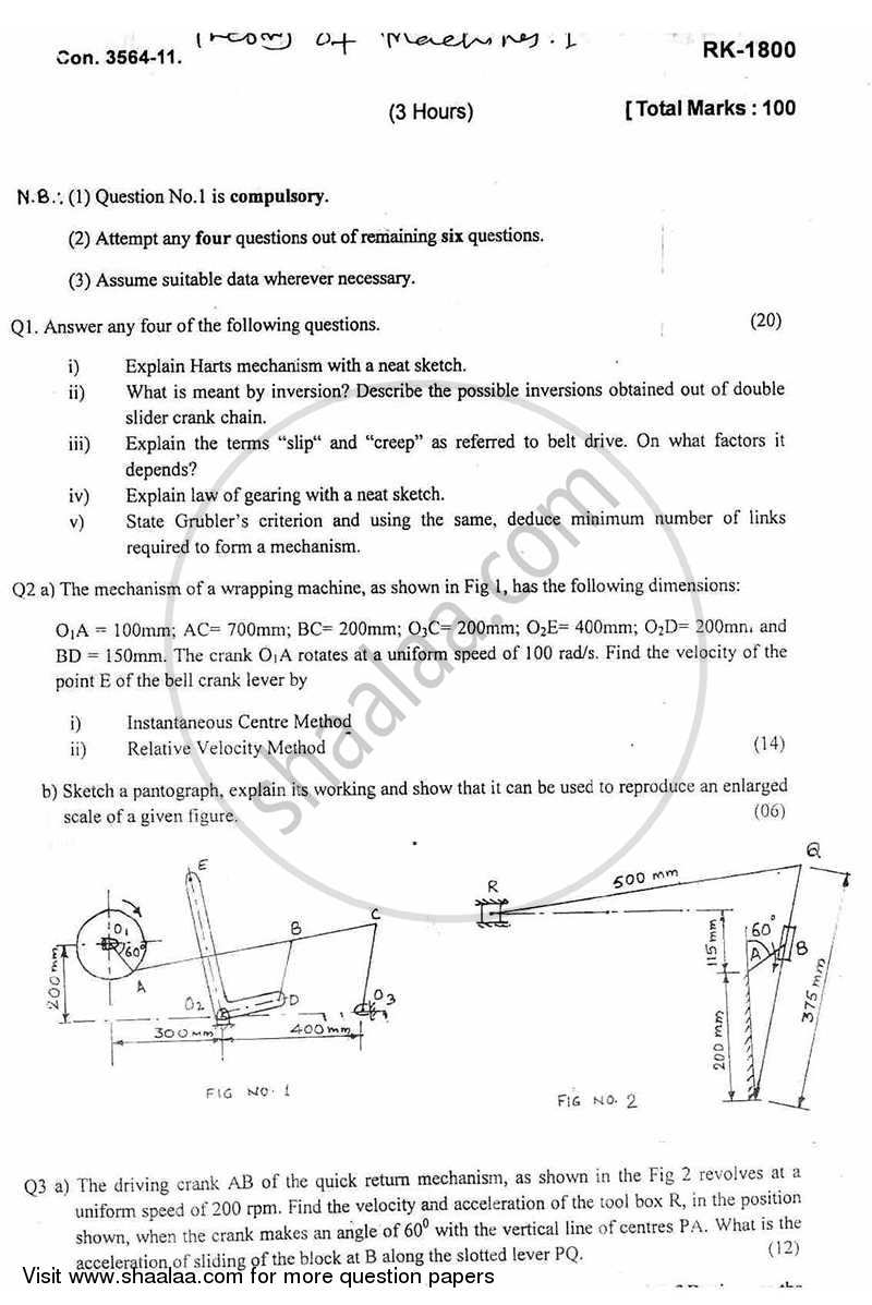 Theory of Machines 1 2010-2011 - B.E. - Semester 4 (SE Second Year) - University of Mumbai question paper with PDF download