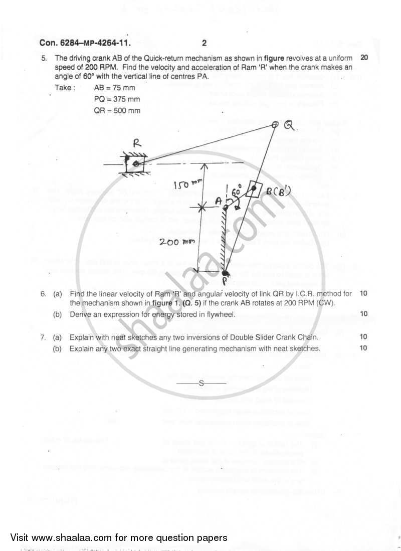 Theory of Machines 1 2011-2012 - B.E. - Semester 4 (SE Second Year) - University of Mumbai question paper with PDF download