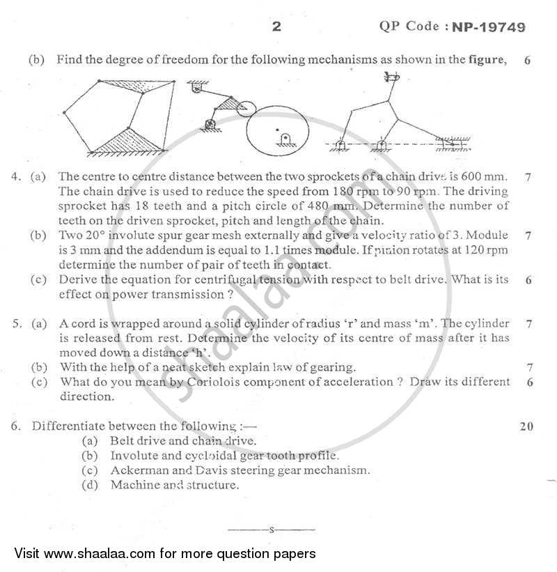 Theory of Machines 1 2013-2014 - B.E. - Semester 4 (SE Second Year) - University of Mumbai question paper with PDF download