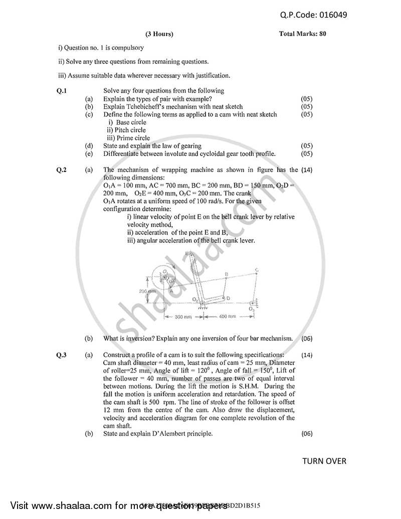 Theory of Machines 1 2017-2018 - B.E. - Semester 4 (SE Second Year) - University of Mumbai question paper with PDF download
