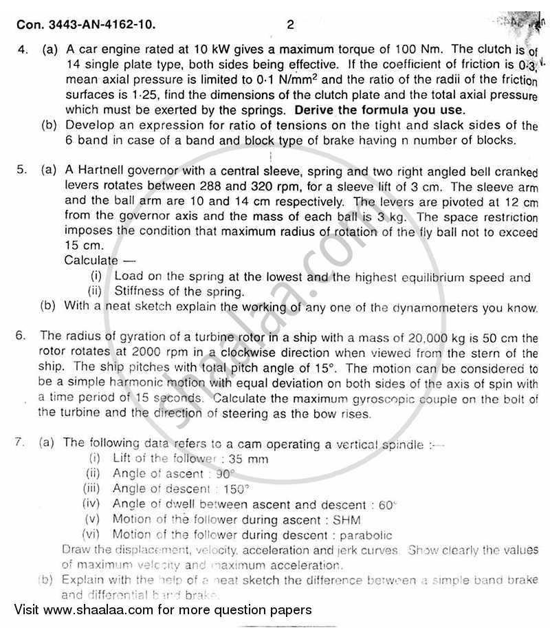Theory of Machines 2 2009-2010 - B.E. - Semester 5 (TE Third Year) - University of Mumbai question paper with PDF download