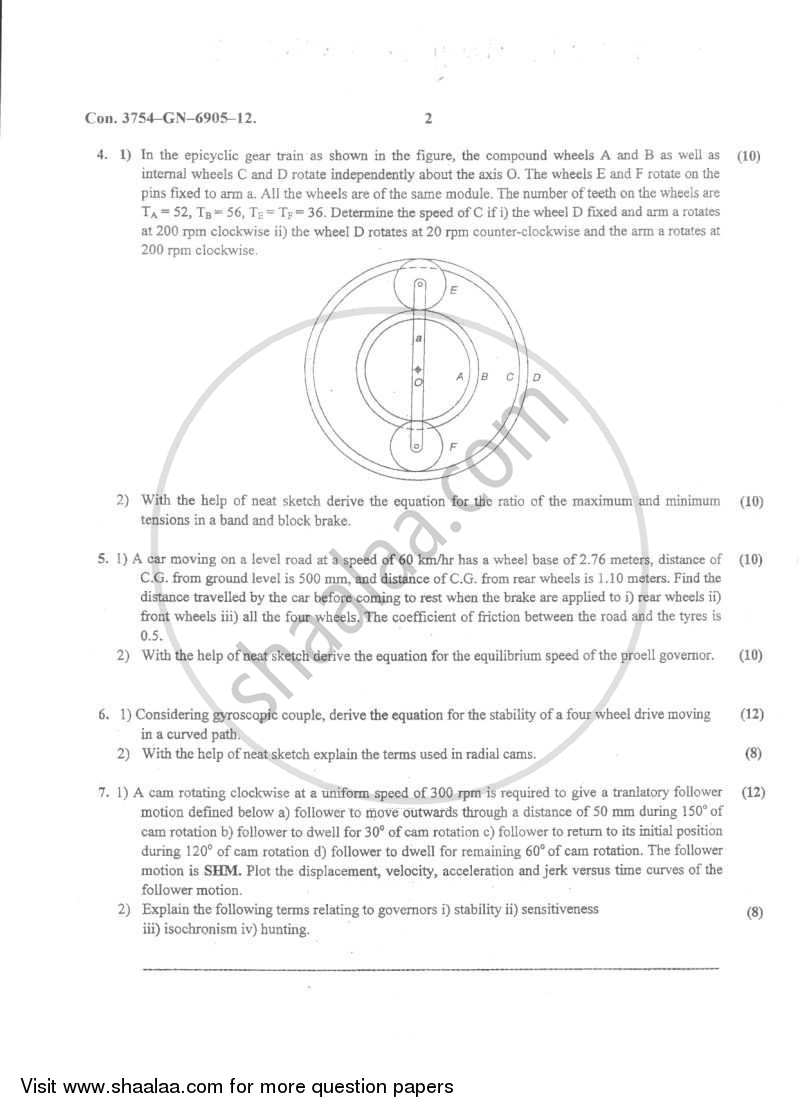 Theory of Machines 2 2011-2012 - B.E. - Semester 5 (TE Third Year) - University of Mumbai question paper with PDF download