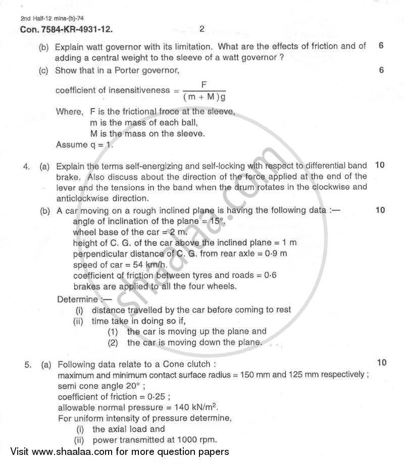 Theory of Machines 2 2012-2013 - B.E. - Semester 5 (TE Third Year) - University of Mumbai question paper with PDF download