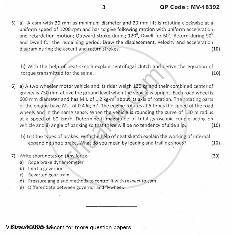 Theory of Machines 2 2013-2014 - B.E. - Semester 5 (TE Third Year) - University of Mumbai question paper with PDF download