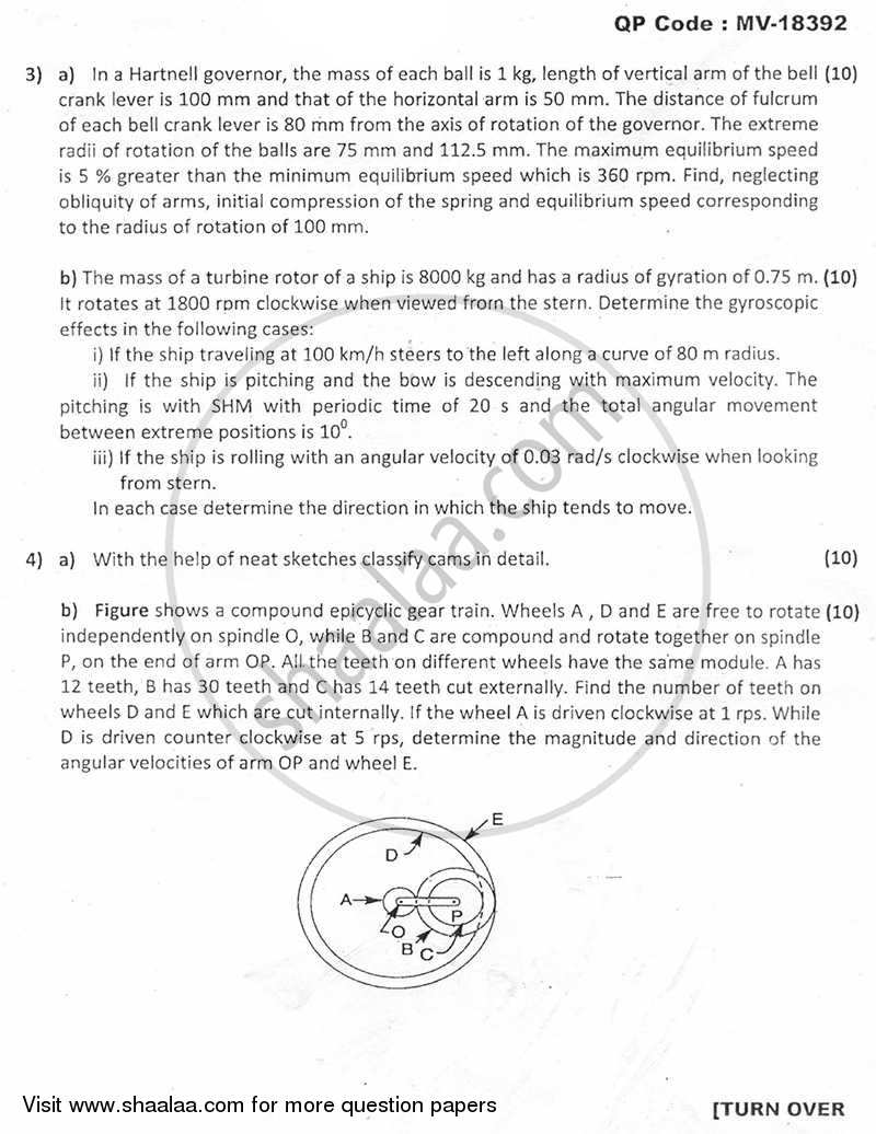 Theory of Machines 2 2013-2014 - B.E. - Semester 5 (TE Third Year) - University of Mumbai question paper with PDF download