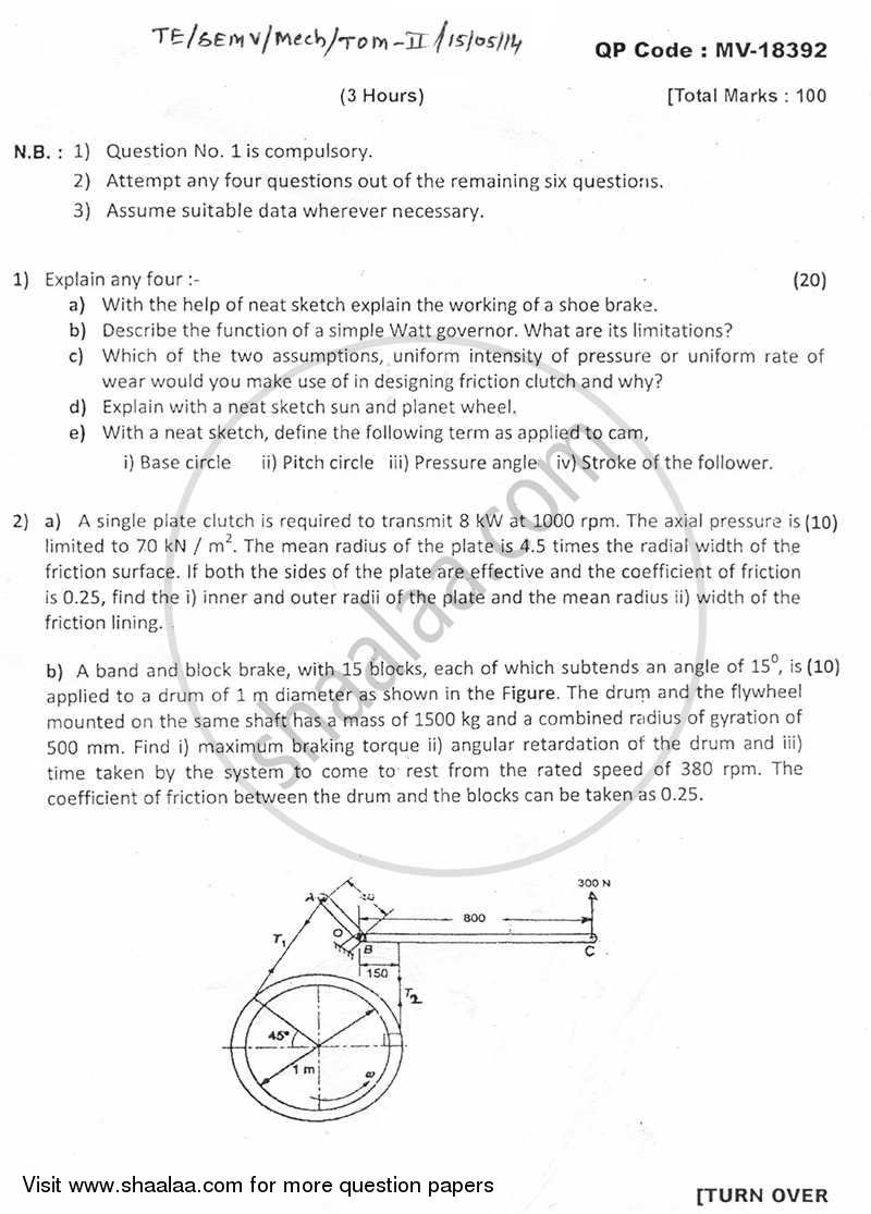 Theory of Machines 2 2013-2014 - B.E. - Semester 5 (TE Third Year) - University of Mumbai question paper with PDF download