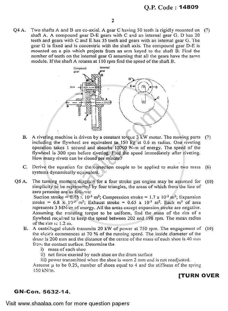 Theory of Machines 2 2014-2015 - B.E. - Semester 5 (TE Third Year) - University of Mumbai question paper with PDF download