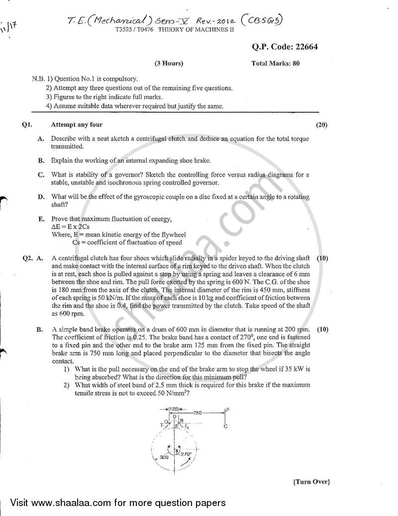Theory of Machines 2 2017-2018 - B.E. - Semester 5 (TE Third Year) - University of Mumbai question paper with PDF download