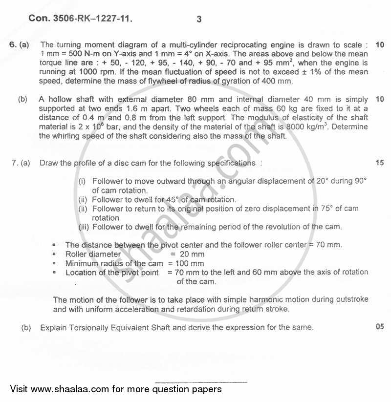 Theory of Machines 2010-2011 - B.E. - Semester 4 (SE Second Year) - University of Mumbai question paper with PDF download
