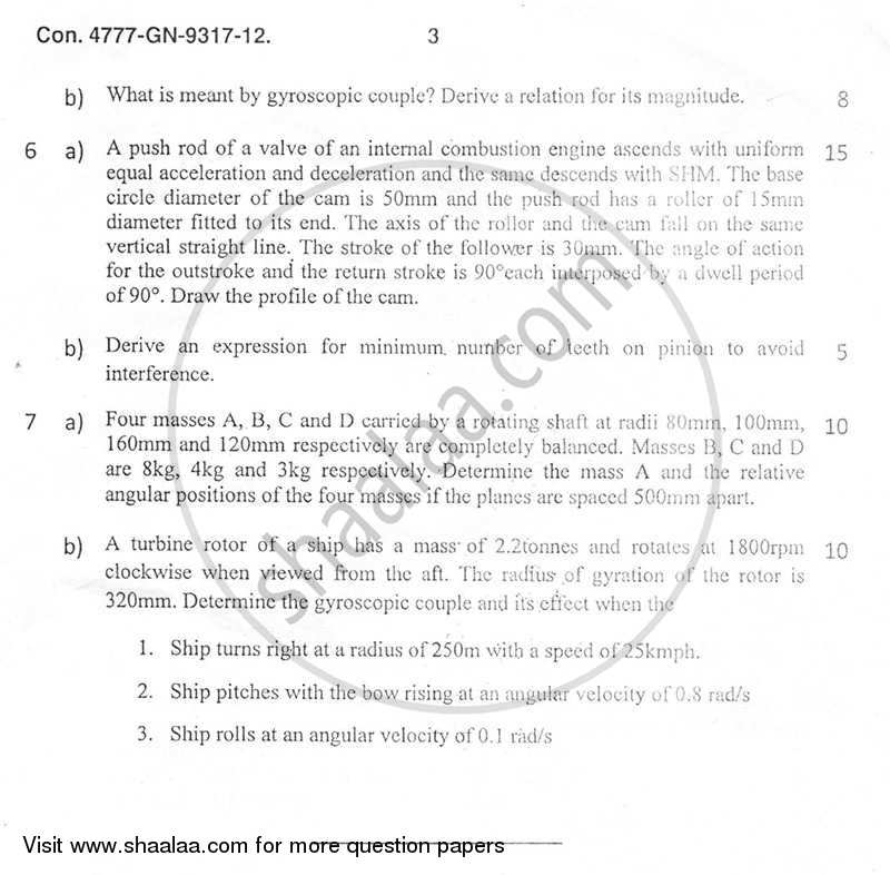 Theory of Machines 2011-2012 - B.E. - Semester 4 (SE Second Year) - University of Mumbai question paper with PDF download