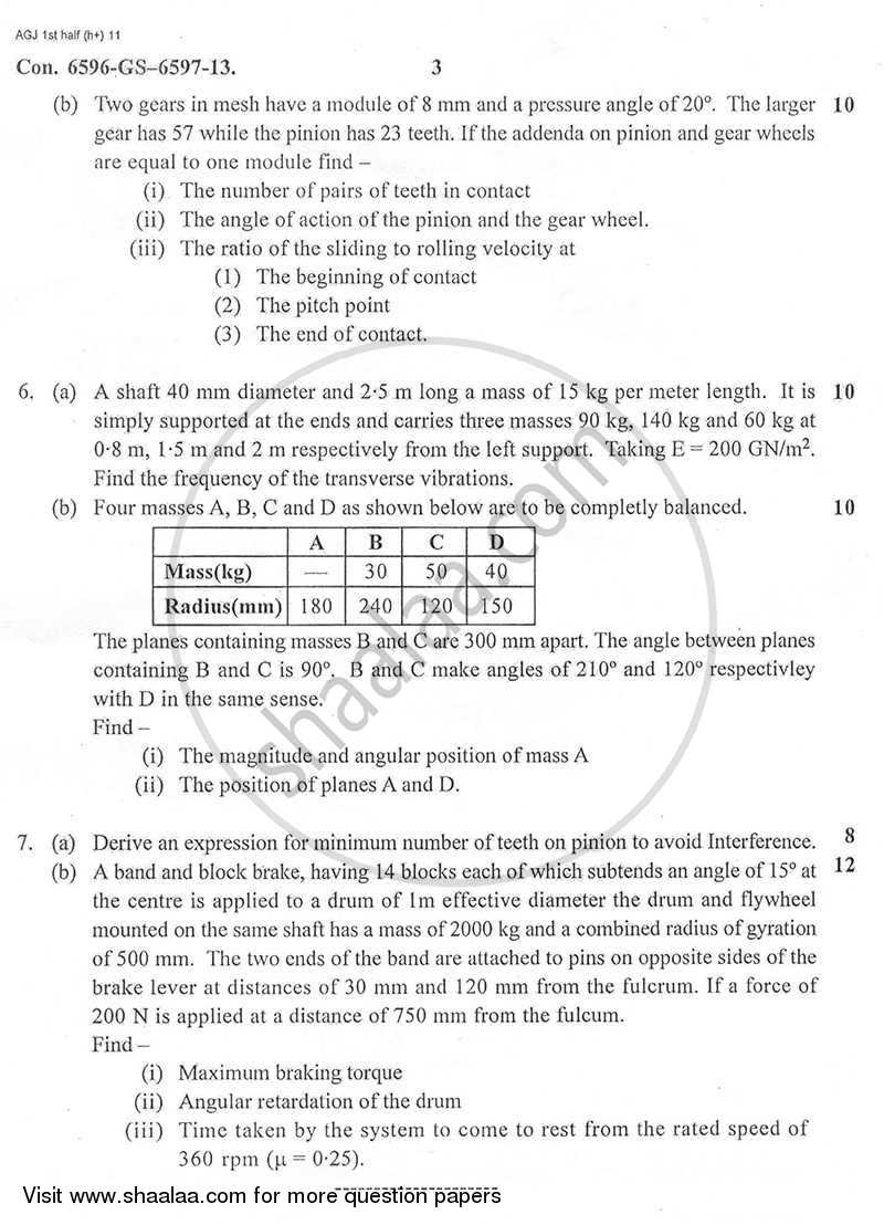Theory of Machines 2012-2013 - B.E. - Semester 4 (SE Second Year) - University of Mumbai question paper with PDF download