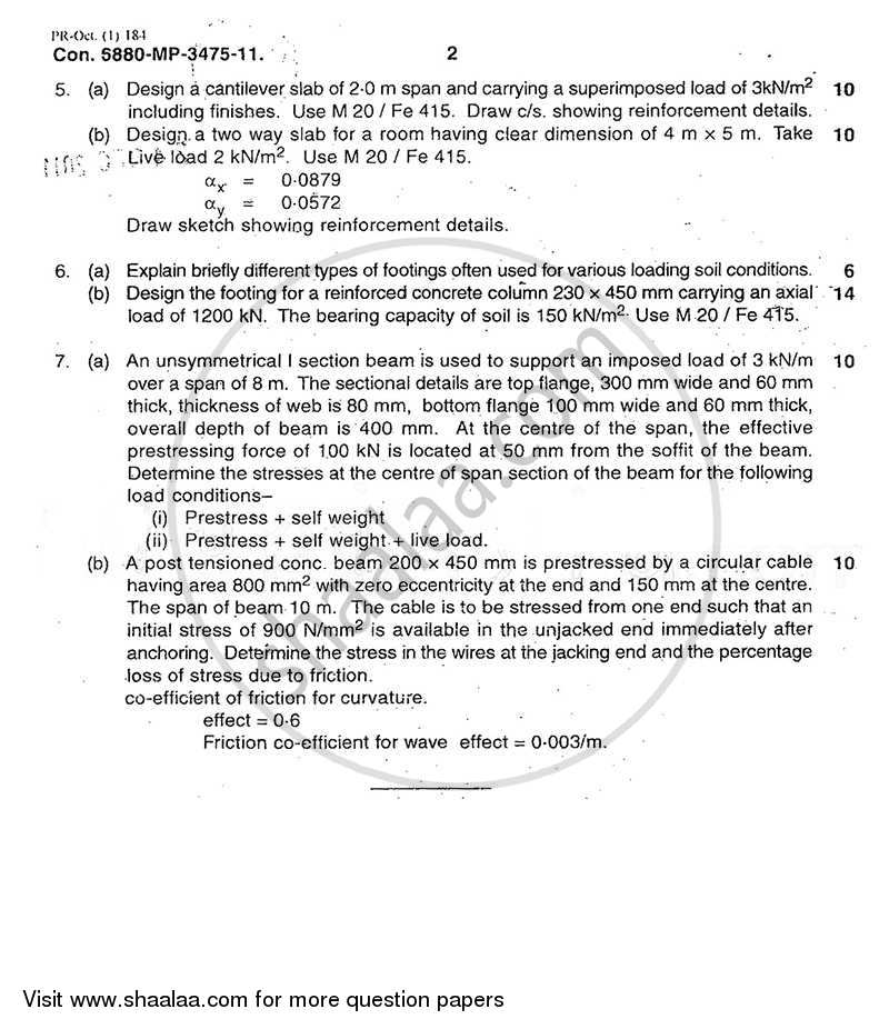 Theory of Reinforced and Prestressed Concrete 2011-2012 - B.E. - Semester 6 (TE Third Year) - University of Mumbai question paper with PDF download