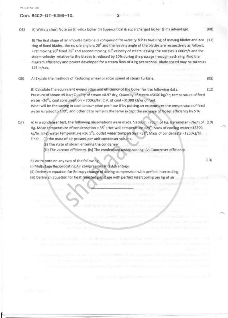 Thermal Engineering 2010-2011 - B.E. - Semester 4 (SE Second Year) - University of Mumbai question paper with PDF download