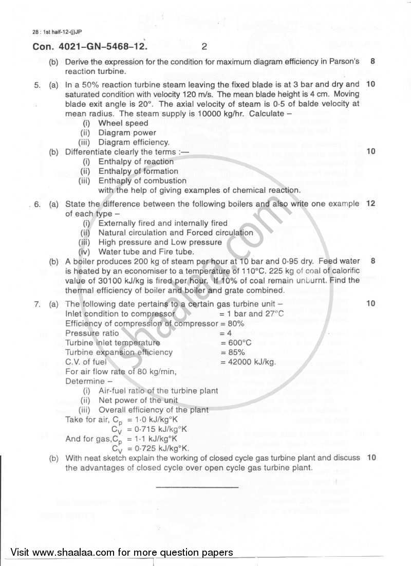 Thermal Engineering 2011-2012 - B.E. - Semester 4 (SE Second Year) - University of Mumbai question paper with PDF download
