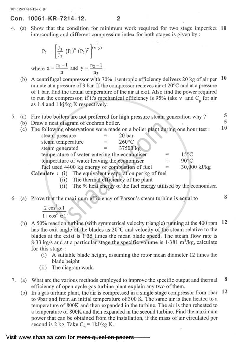 Thermal Engineering 2012-2013 - B.E. - Semester 4 (SE Second Year) - University of Mumbai question paper with PDF download