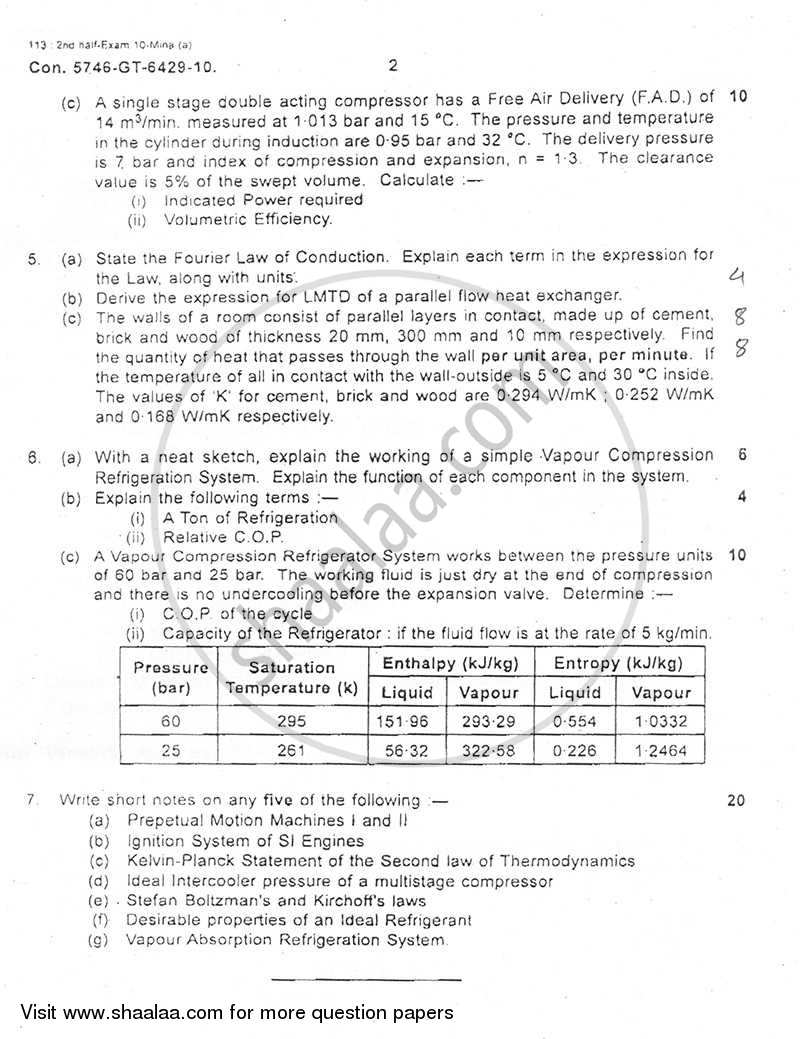 Thermal Engineering 2010-2011 - B.E. - Semester 5 (TE Third Year) - University of Mumbai question paper with PDF download