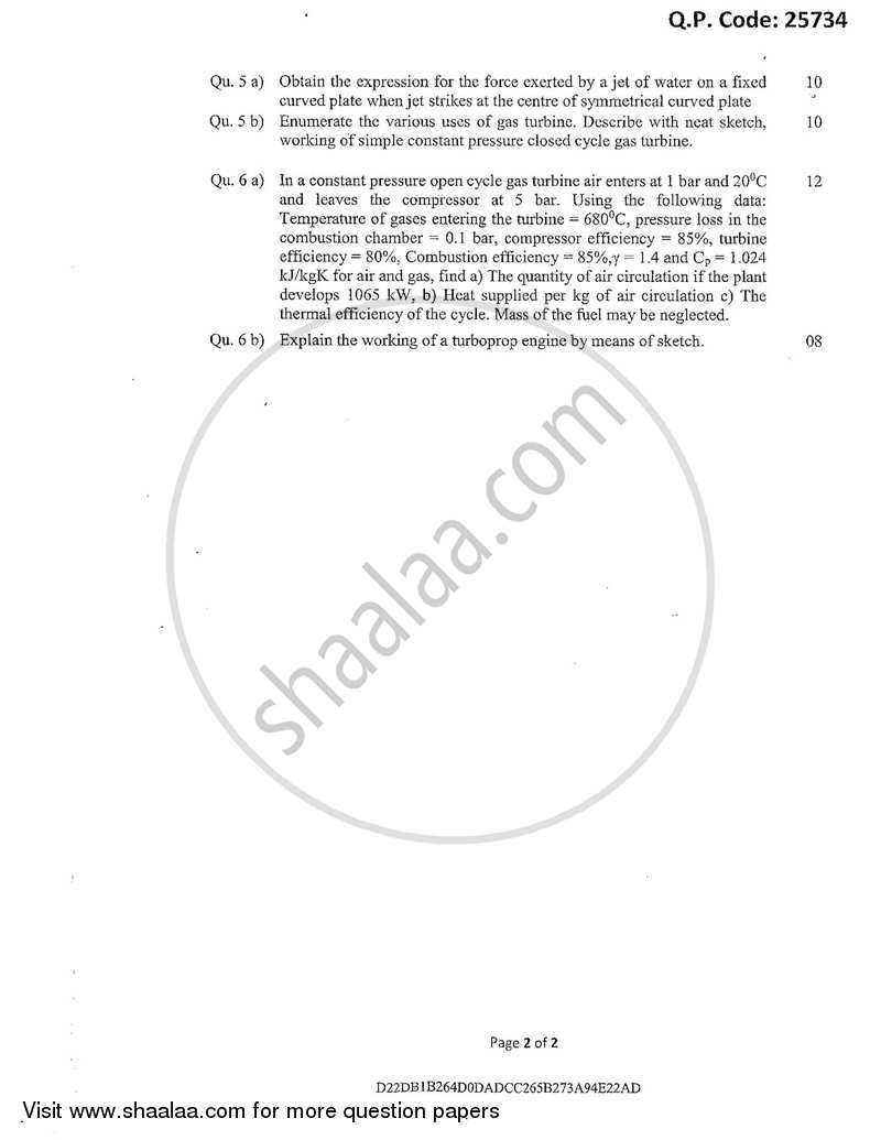 Thermal and Fluid Power Engineering 2017-2018 - B.E. - Semester 6 (TE Third Year) - University of Mumbai question paper with PDF download