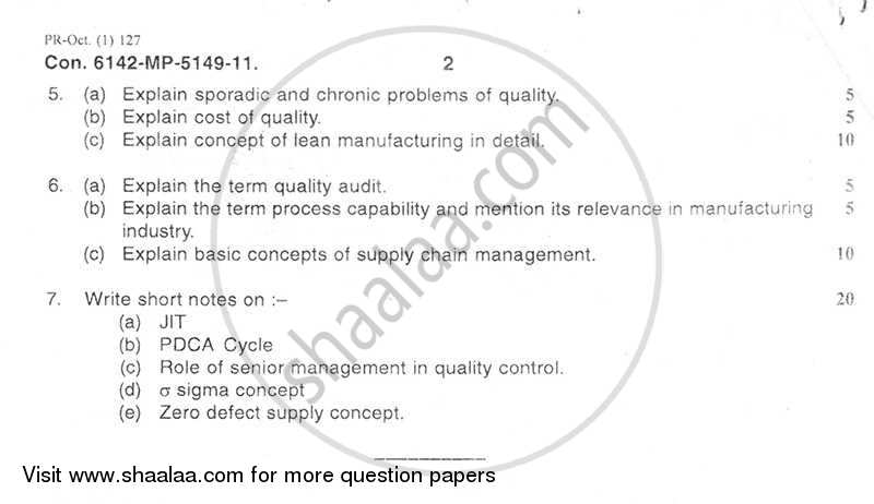 Total Quality Strategy 2011-2012 - B.E. - Semester 8 (BE Fourth Year) - University of Mumbai question paper with PDF download