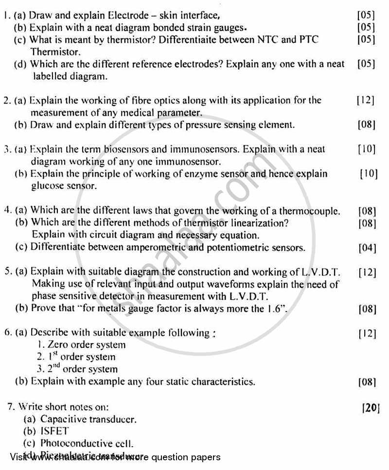 Transducers in Biomedical Instrumentation 2010-2011 - B.E. - Semester 4 (SE Second Year) - University of Mumbai question paper with PDF download