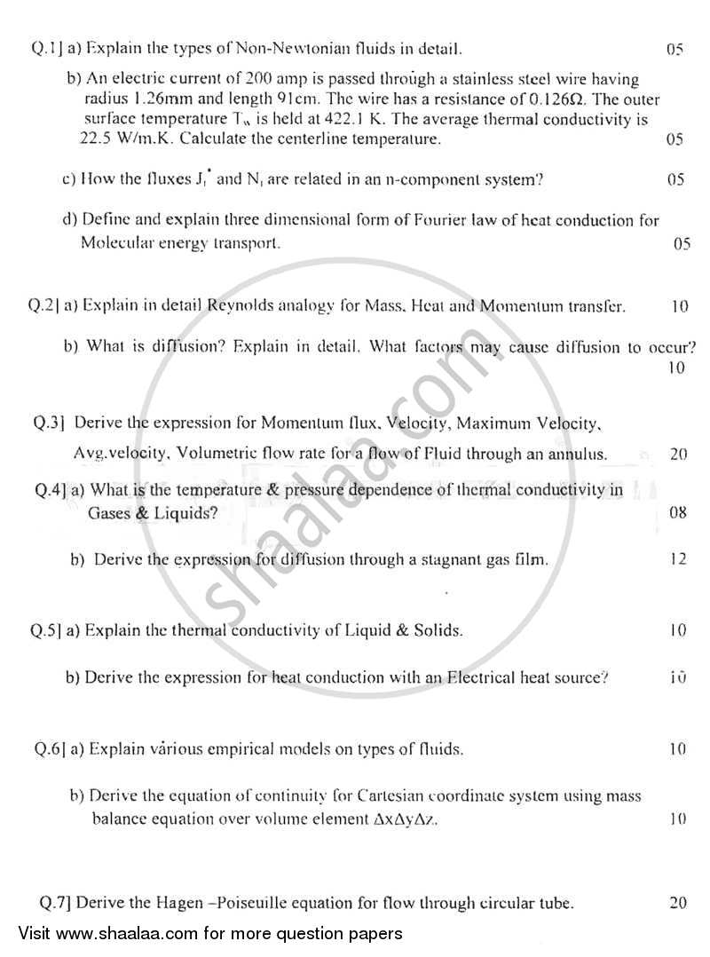 Transport Phenomenon 2011-2012 - B.E. - Semester 6 (TE Third Year) - University of Mumbai question paper with PDF download