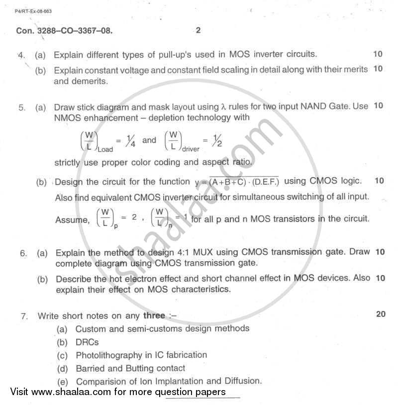 Vlsi Design 2007-2008 - B.E. - Semester 7 (BE Fourth Year) - University of Mumbai question paper with PDF download