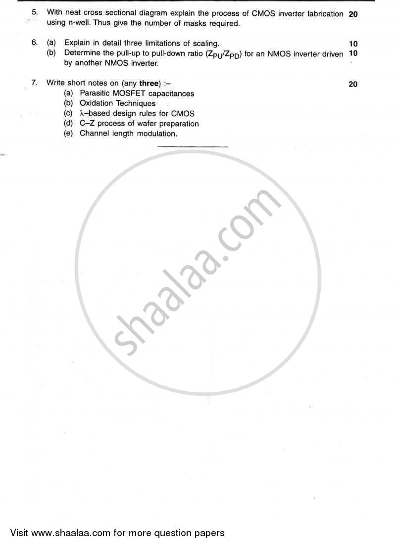 Vlsi Design 2009-2010 - B.E. - Semester 7 (BE Fourth Year) - University of Mumbai question paper with PDF download