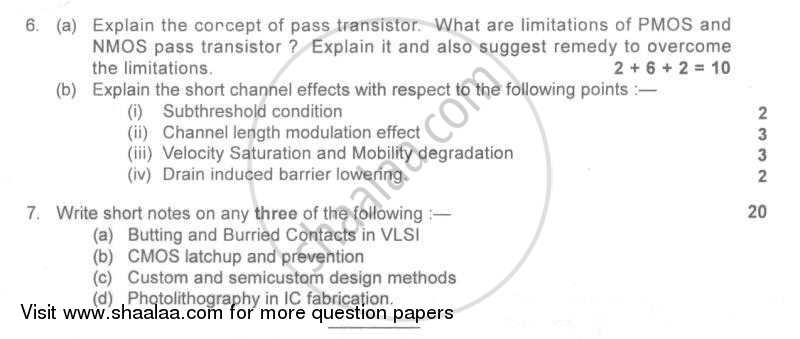 Vlsi Design 2009-2010 - B.E. - Semester 7 (BE Fourth Year) - University of Mumbai question paper with PDF download