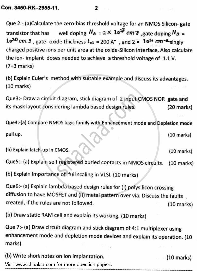 Vlsi Design 2010-2011 - B.E. - Semester 7 (BE Fourth Year) - University of Mumbai question paper with PDF download