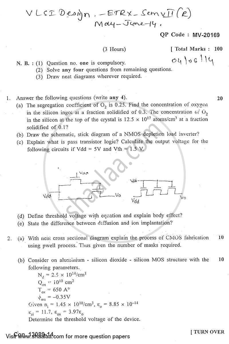 Vlsi Design 2013-2014 - B.E. - Semester 7 (BE Fourth Year) - University of Mumbai question paper with PDF download