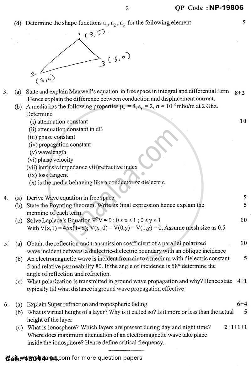 Wave Theory and Propagation 2013-2014 - B.E. - Semester 4 (SE Second Year) - University of Mumbai question paper with PDF download