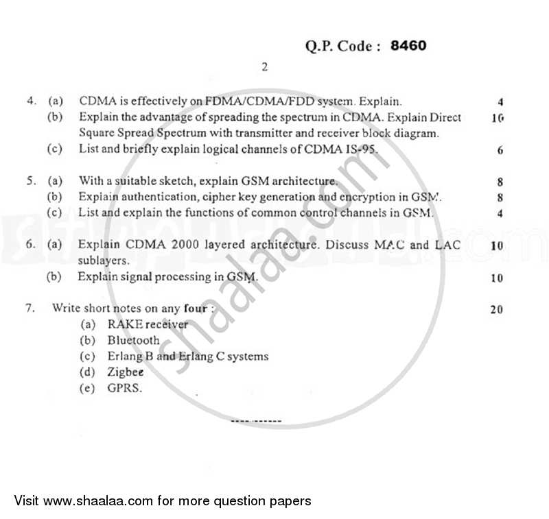 Wireless Communication 2014-2015 - B.E. - Semester 7 (BE Fourth Year) - University of Mumbai question paper with PDF download