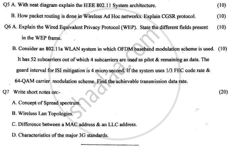 Wireless Network 2010-2011 - B.E. - Semester 7 (BE Fourth Year) - University of Mumbai question paper with PDF download