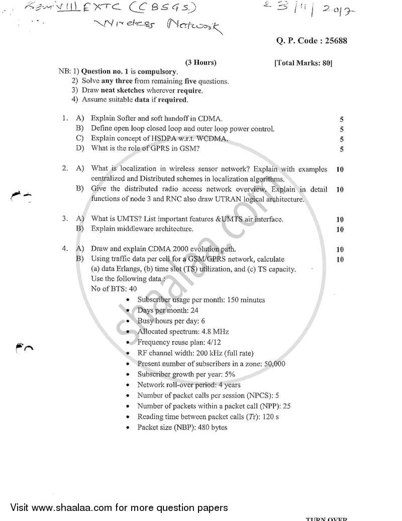 Wireless Network 2017-2018 - B.E. - Semester 8 (BE Fourth Year) - University of Mumbai question paper with PDF download