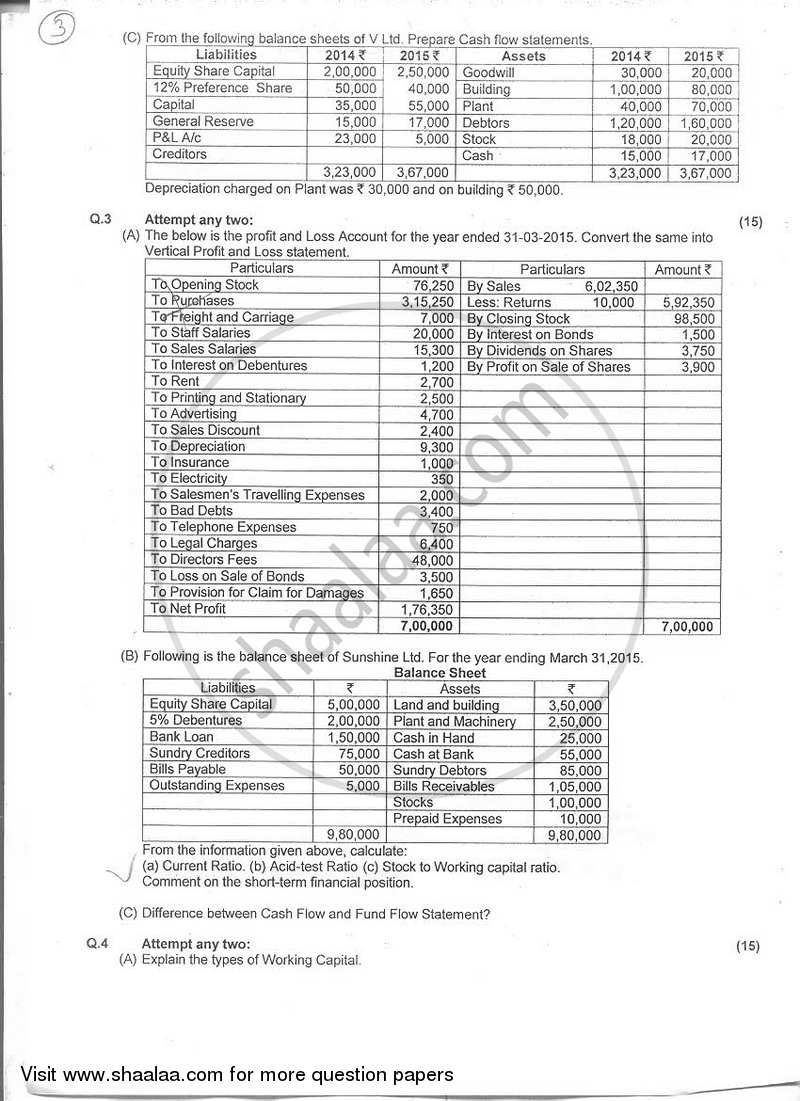 Accounting for Managerial Decisions 2016-2017 - B.M.S - Semester 3 - University of Mumbai question paper with PDF download