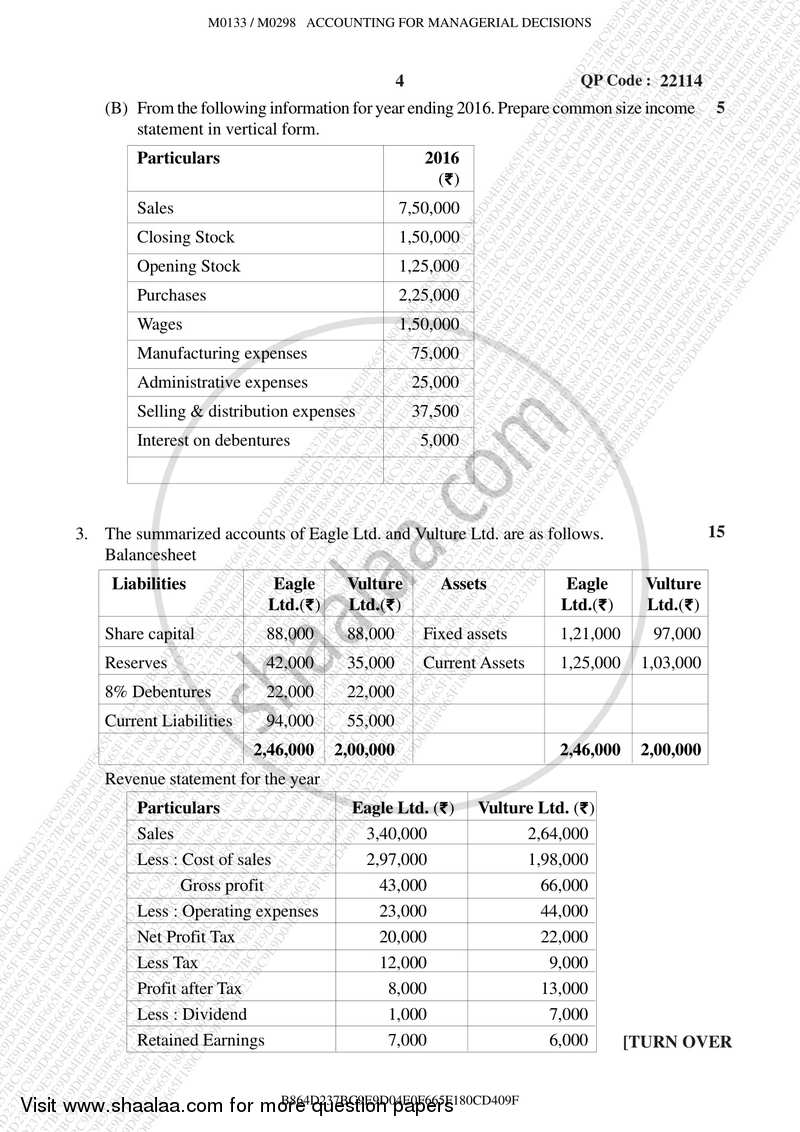 Accounting for Managerial Decisions 2017-2018 - B.M.S - Semester 3 - University of Mumbai question paper with PDF download