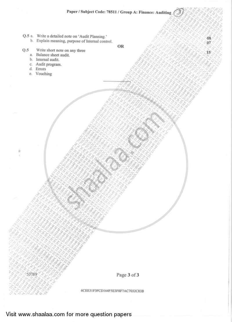 Auditing 2018-2019 - B.M.S - Semester 4 - University of Mumbai question paper with PDF download