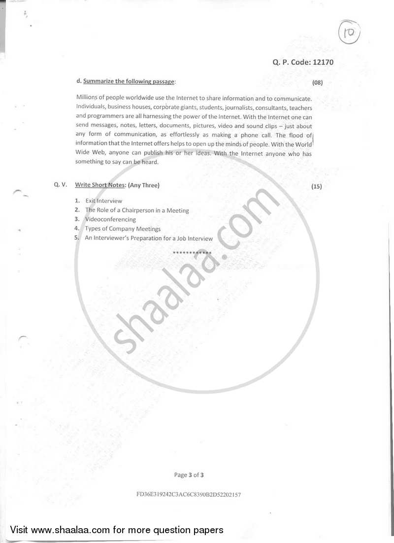 Business Communication 2 2017-2018 - B.M.S - Semester 2 - University of Mumbai question paper with PDF download