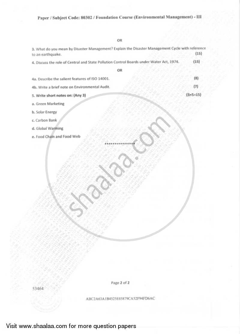 Foundation Course (Environmental Management) 3 2018-2019 - B.M.S - Semester 3 - University of Mumbai question paper with PDF download