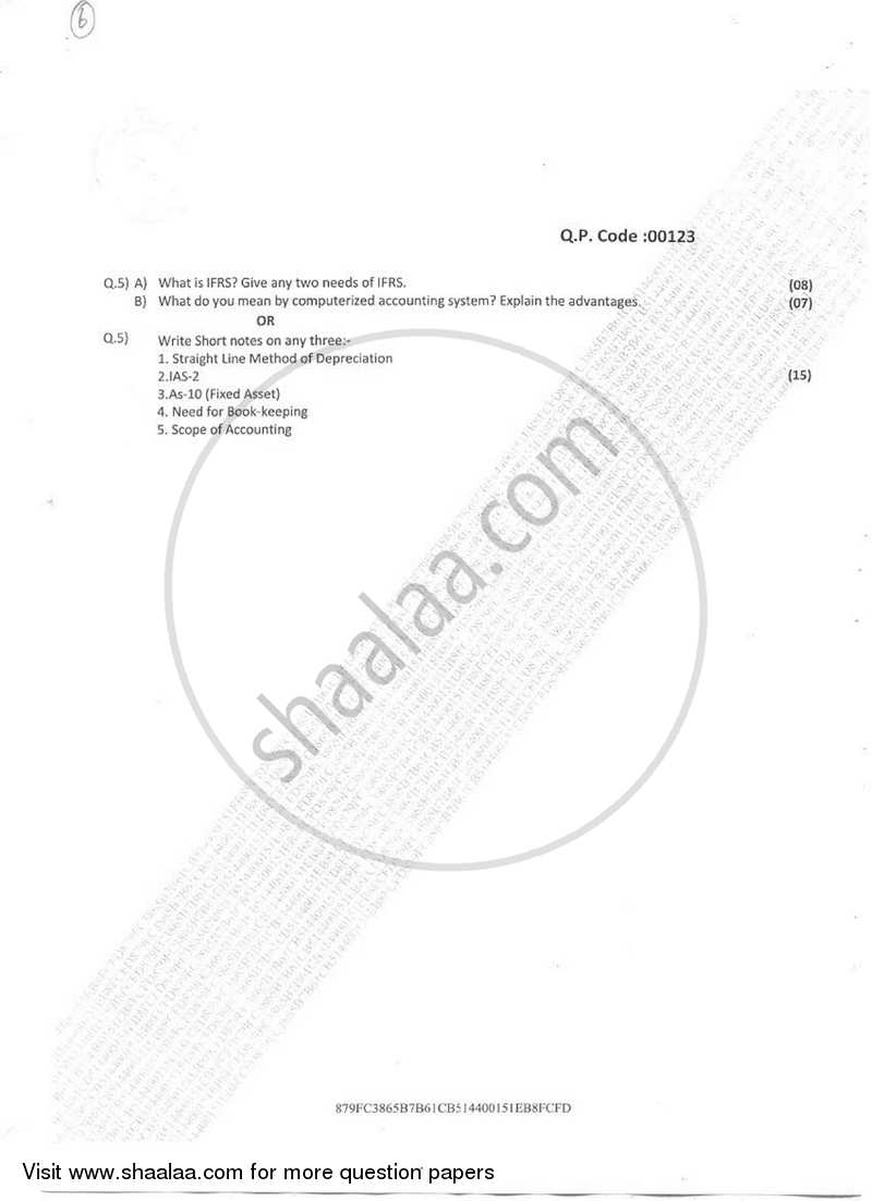 Introduction to Financial Accounts 2016-2017 - B.M.S - Semester 1 - University of Mumbai question paper with PDF download