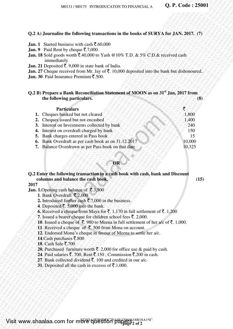 Introduction to Financial Accounts 2017-2018 - B.M.S - Semester 1 - University of Mumbai question paper with PDF download