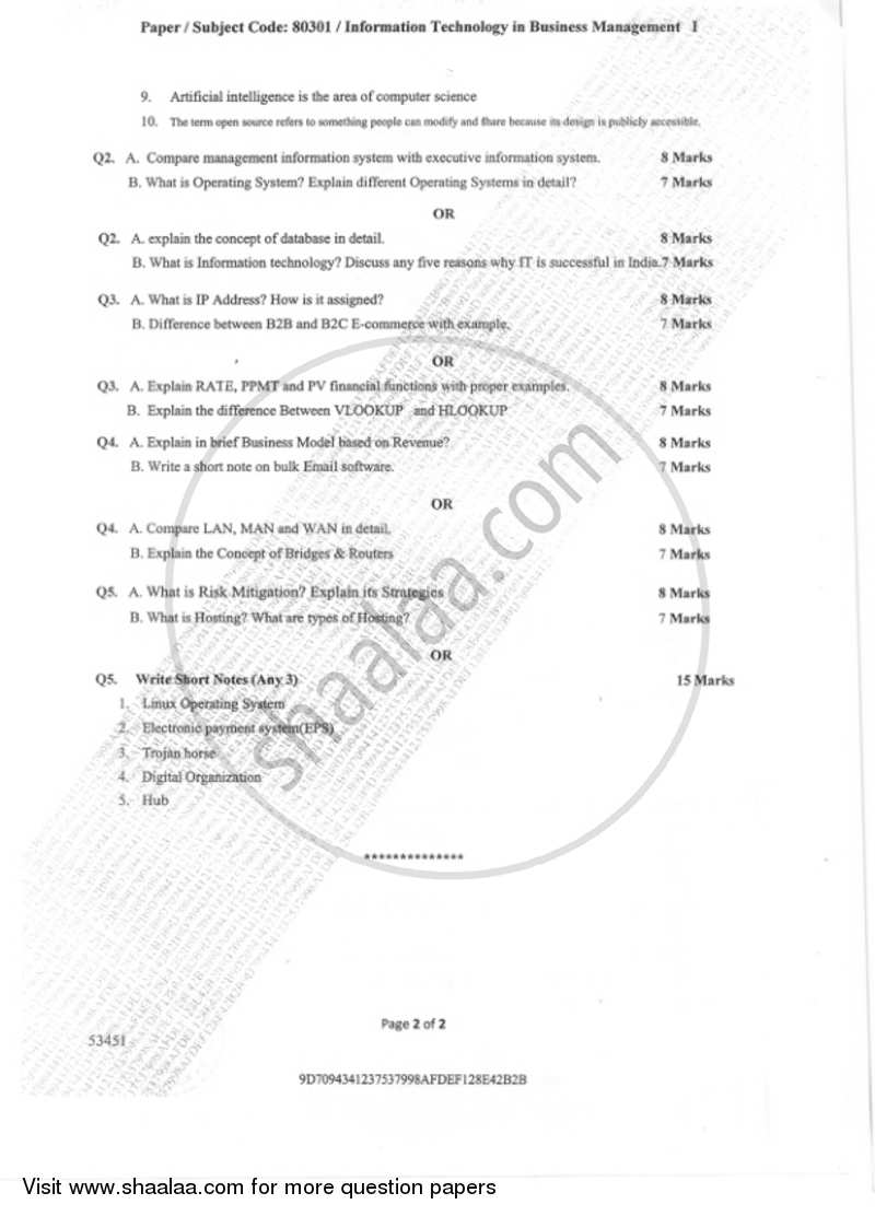 Information Technology in Business Management 1 2018-2019 - B.M.S - Semester 3 - University of Mumbai question paper with PDF download